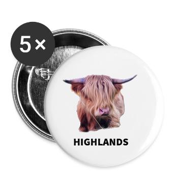 Highland Rind - Buttons klein 25 mm (5er Pack) - Weiß - Vorne