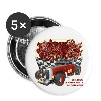 Rebel Rat Hot Rod - Lot de 5 petits badges (25 mm) - blanc - Devant