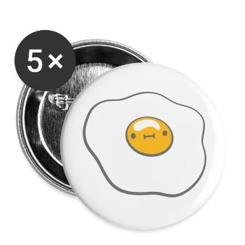 Oeuf au plat avec visage - Lot de 5 petits badges (25 mm) - blanc - Devant