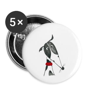 Greyhound black and white slicked - Buttons small 1''/25 mm (5-pack) - white - Front