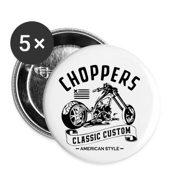 Chopper Classic Custom - Lot de 5 petits badges (25 mm) - blanc - Devant