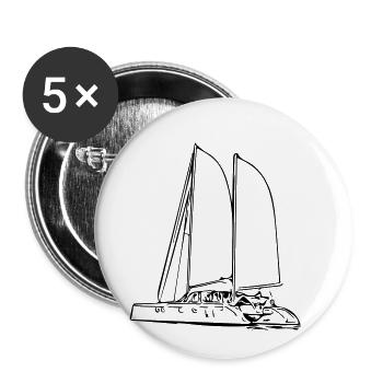 Yacht à voile - Lot de 5 petits badges (25 mm) - blanc - Devant