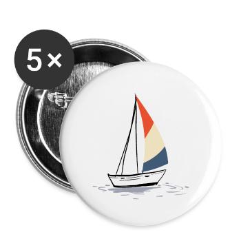 bateau à voile - Lot de 5 petits badges (25 mm) - blanc - Devant