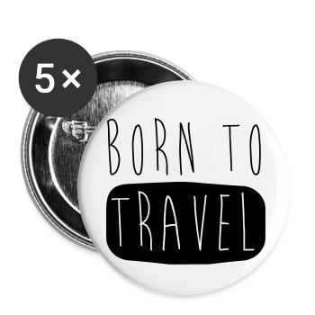 BORN TO TRAVEL - Buttons klein 25 mm (5er Pack) - Weiß - Vorne