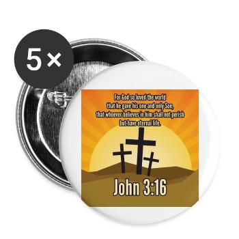 John 3:16 Bible on Christian Clothing - Buy Online - Buttons small 1''/25 mm (5-pack) - white - Front