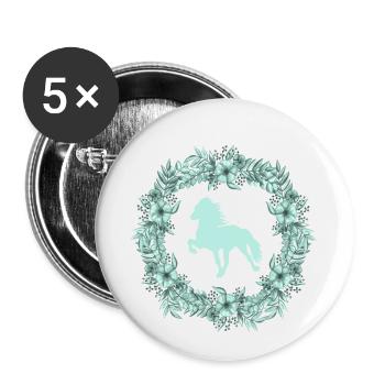 Islandpferd Kranz mint - Buttons klein 25 mm (5er Pack) - Weiß - Vorne