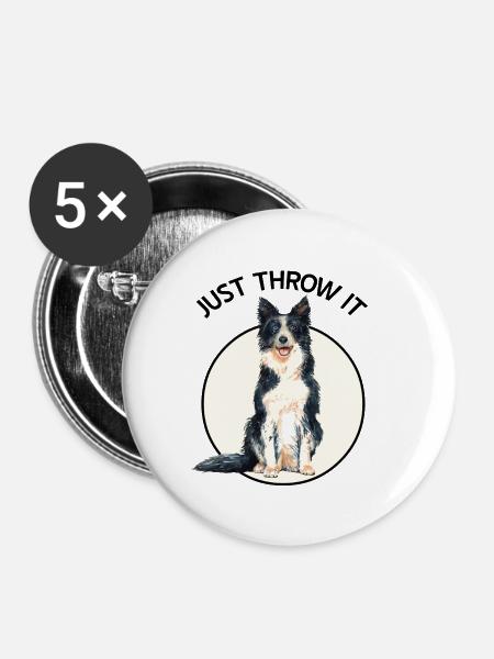 Border Collie - Buttons klein 25 mm (5er Pack) - Weiß