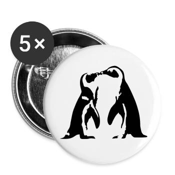 Verliebte Pinguine - Buttons klein 25 mm (5er Pack) - Weiß - Vorne