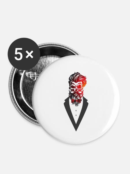 Gentleman - Buttons klein 25 mm (5er Pack) - Weiß
