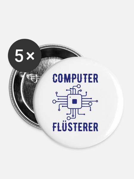 Computer Flüsterer Admin Sysadmin Geschenk - Buttons klein 25 mm (5er Pack) - Weiß