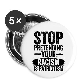 Arrêtez le racisme | Contre les cadeaux des Nazis Antifa - Lot de 5 petits badges (25 mm) - blanc - Devant