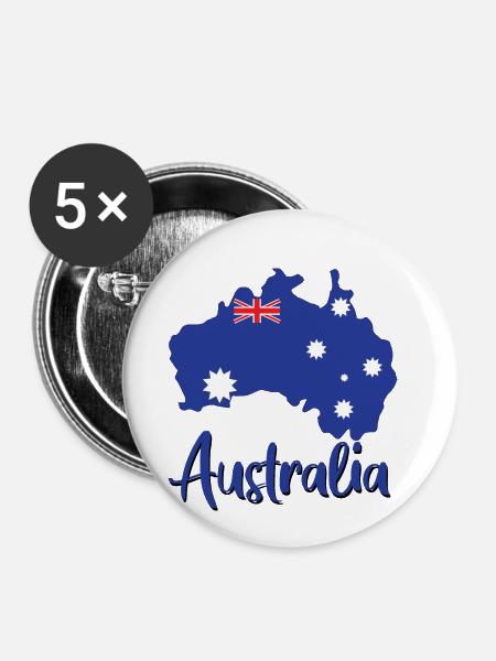 Australien - Buttons klein 25 mm (5er Pack) - Weiß