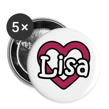 Lisa last name first name maiden name heart name day - Buttons small 1''/25 mm (5-pack) - white - Front