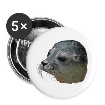 Leinwand optik Seehundkopf, designs für badezimmer - Buttons klein 25 mm (5er Pack) - Weiß - Vorne