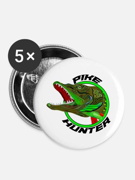 Hechtjäger - Buttons klein 25 mm (5er Pack) - Weiß