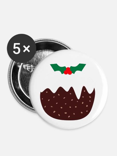 Weihnachtspudding - Buttons klein 25 mm (5er Pack) - Weiß