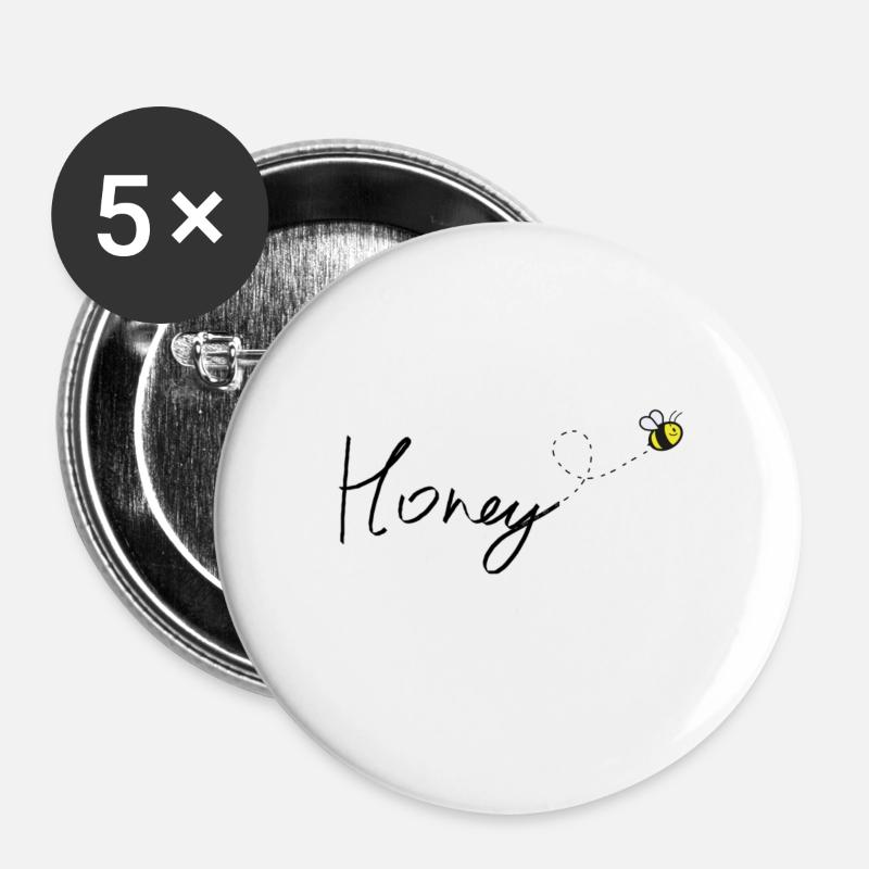 Honey bee - Buttons small 1''/25 mm (5-pack) - white
