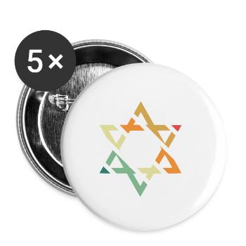 étoile de David - Lot de 5 petits badges (25 mm) - blanc - Devant