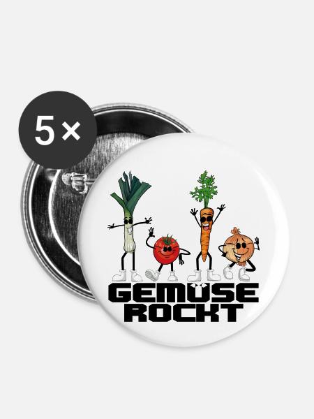 gemuse rockt - Buttons klein 25 mm (5er Pack) - Weiß