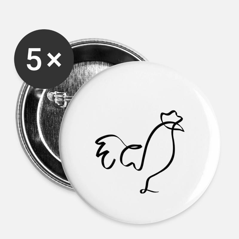 One line tap black - Buttons small 1''/25 mm (5-pack) - white