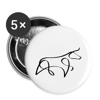 One line bull black - Buttons small 1''/25 mm (5-pack) - white - Front