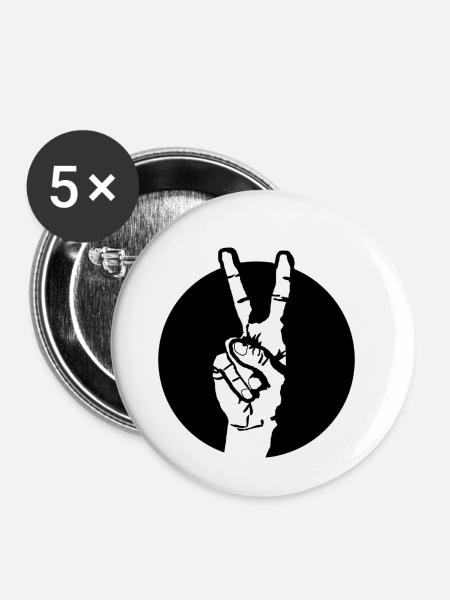Peace Hand Zeichen - Buttons klein 25 mm (5er Pack) - Weiß