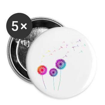 Idée cadeau pissenlit - Lot de 5 petits badges (25 mm) - blanc - Devant