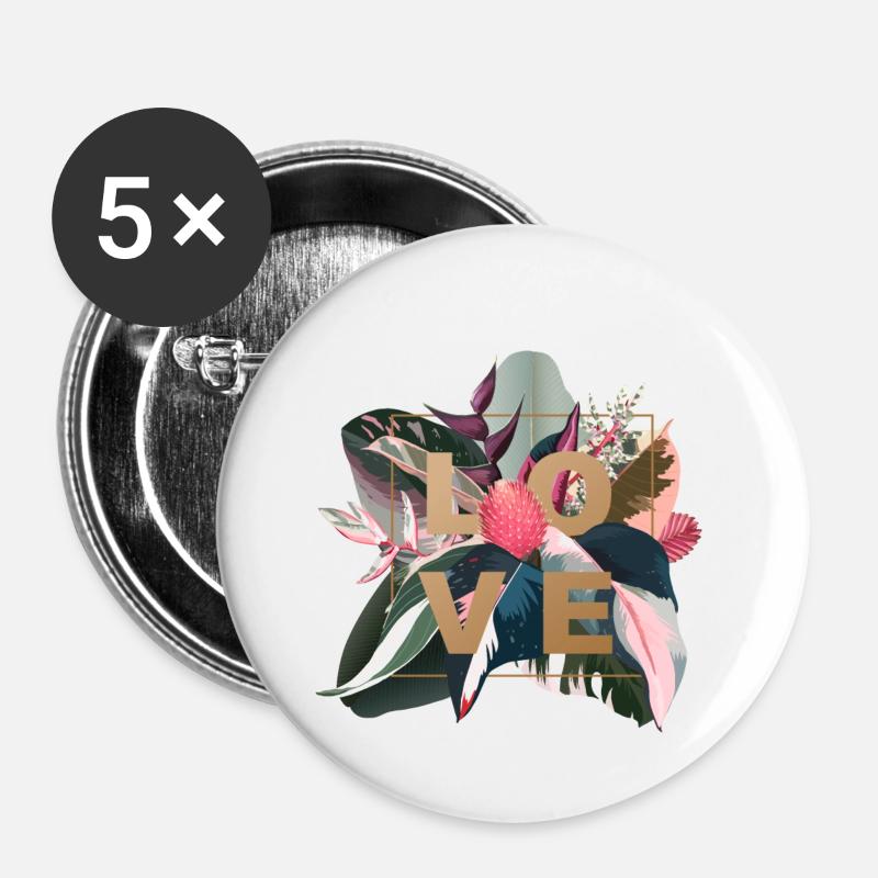 Love - Buttons klein 25 mm (5er Pack) - Weiß