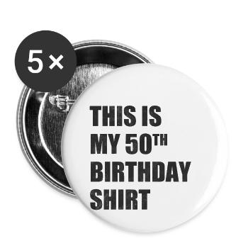 50 Geburtstag - Buttons klein 25 mm (5er Pack) - Weiß - Vorne