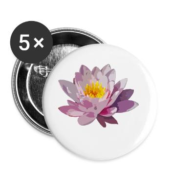 Lotus-Blüte - Buttons klein 25 mm (5er Pack) - Weiß - Vorne