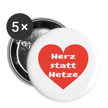 Zeig Herz statt Hetze! Geschenk gegen Nazis - Buttons klein 25 mm (5er Pack) - Weiß - Vorne