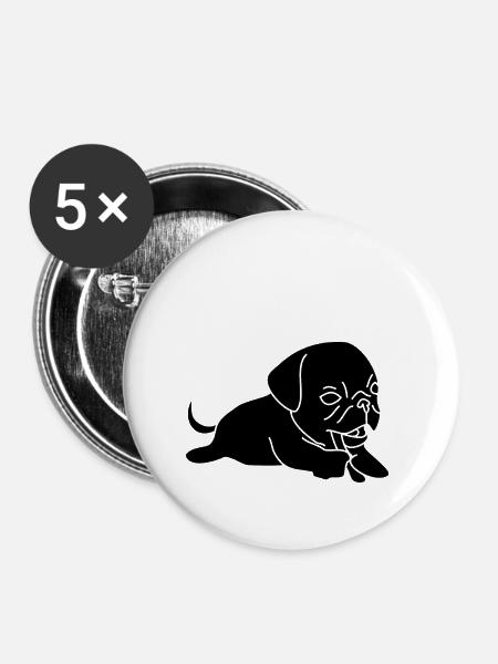 mops - Buttons klein 25 mm (5er Pack) - Weiß