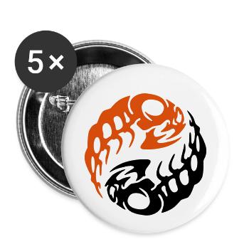 squelette de poisson yin yang2 - Lot de 5 petits badges (25 mm) - blanc - Devant