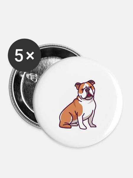 Bulldog - Buttons klein 25 mm (5er Pack) - Weiß