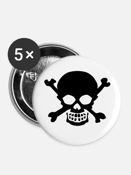 Kopf des Todes Gefahr icone - Buttons klein 25 mm (5er Pack) - Weiß