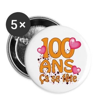 100 ans - Lot de 5 petits badges (25 mm) - blanc - Devant