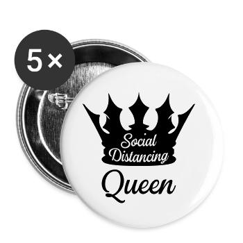 CORONA SOCIAL DISTANCING QUEEN - Buttons small 1''/25 mm (5-pack) - white - Front