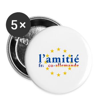 Amitié française allemande - Lot de 5 petits badges (25 mm) - blanc - Devant