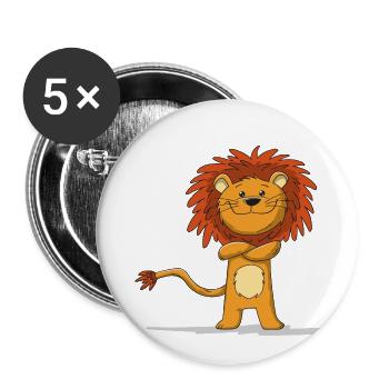 Cute Cartoon Lion - Buttons small 1''/25 mm (5-pack) - white - Front