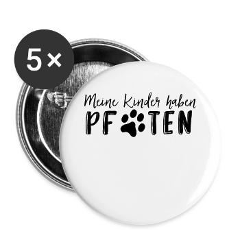 Meine Kinder haben Pfoten - Buttons klein 25 mm (5er Pack) - Weiß - Vorne