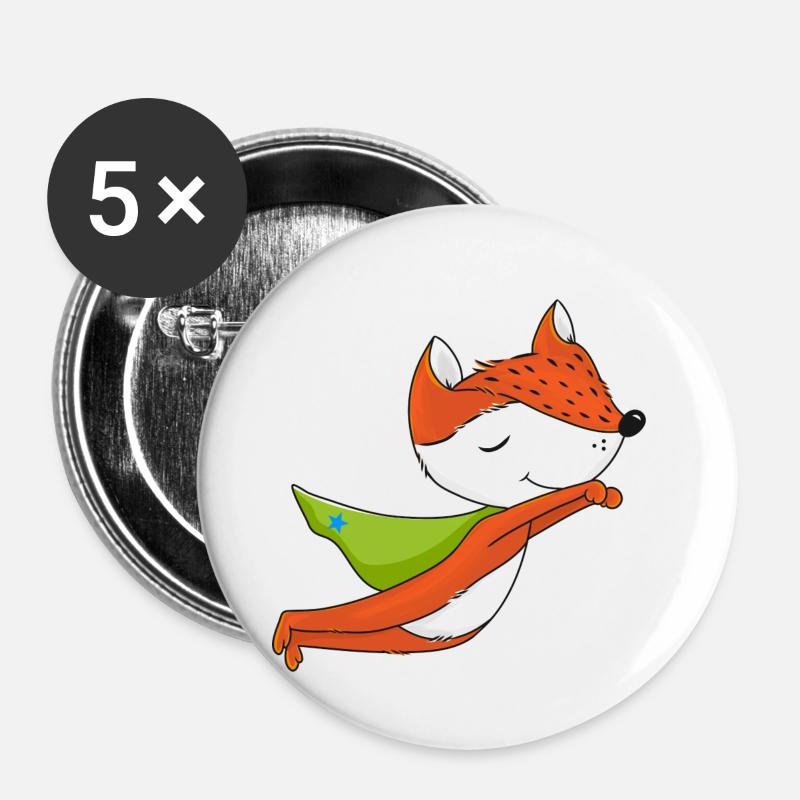 superFOX - Lot de 5 petits badges (25 mm) - blanc