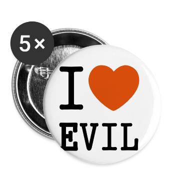 I Love Evil - Hommage an Mii Me aus Austin Powers - Buttons klein 25 mm (5er Pack) - Weiß - Vorne