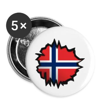 Norway Flag in a Hole - Buttons small 1''/25 mm (5-pack) - white - Front