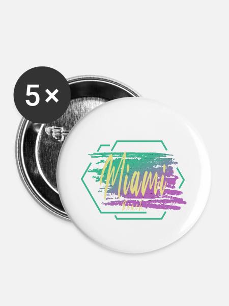 Miami Beach - Buttons klein 25 mm (5er Pack) - Weiß
