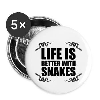 La vie est meilleure avec les serpents - Lot de 5 petits badges (25 mm) - blanc - Devant