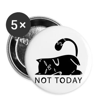 Katze Not Today Nein Cat Mom faul NO Mittelfinger - Buttons klein 25 mm (5er Pack) - Weiß - Vorne