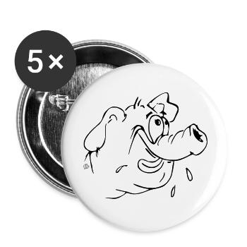 Pig cartoon 02 - Buttons small 1''/25 mm (5-pack) - white - Front