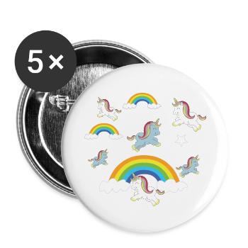 Unicorns - Buttons small 1''/25 mm (5-pack) - white - Front