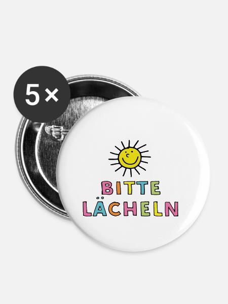 Bitte lächeln - Buttons klein 25 mm (5er Pack) - Weiß