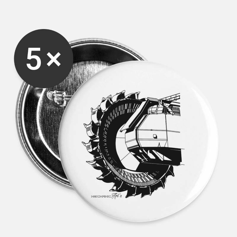 énorme roue à aubes - Lot de 5 petits badges (25 mm) - blanc